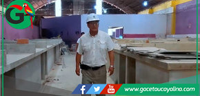 Alcalde verifica refacción en mercado Señor de los Milagros en Contamana