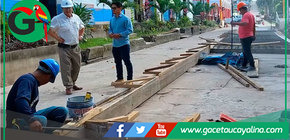 Alcalde supervisa avance de obra en calle Mariscal Castilla en Contamana