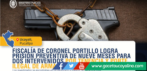 Pucallpa: dictan prisión preventiva para dos sujetos detenidos con arma de fuego durante patrullaje policial