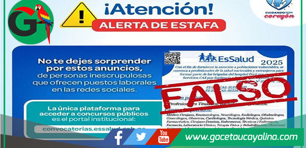 EsSalud Ucayali advierte sobre falsas convocatorias laborales en Facebook
