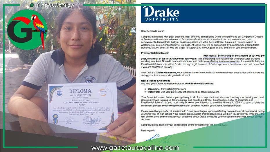 Zarah ingresa a universidad estadounidense y pide apoyo urgente