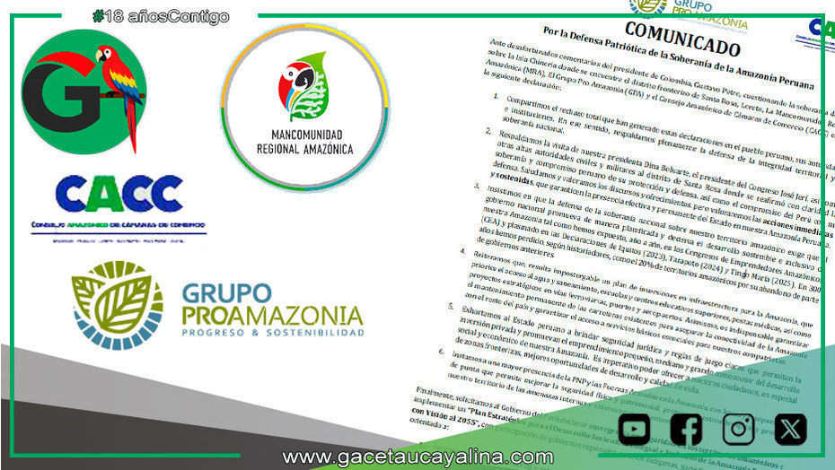 Entidades amazónicas rechazan a Petro y defienden soberanía peruana
