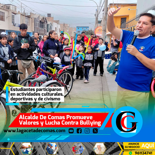 Alcalde de Comas promueve valores y lucha contra bullying