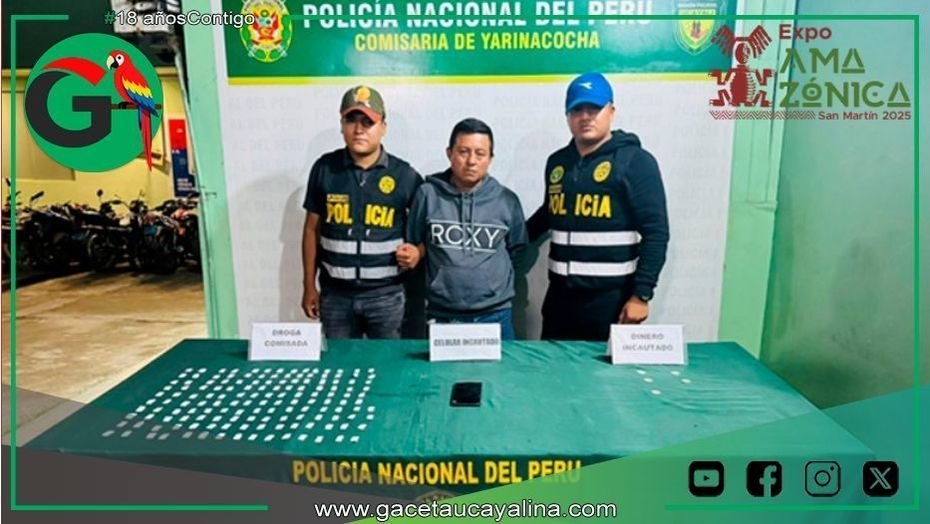 Detienen a enfermero en Pucallpa con 144 envoltorios de droga