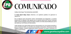 Sport Boys denuncia ingreso desleal de Universitario 