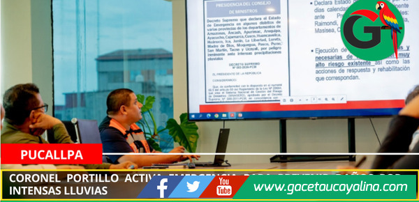 Coronel Portillo activa emergencia para prevenir daños por intensas lluvias