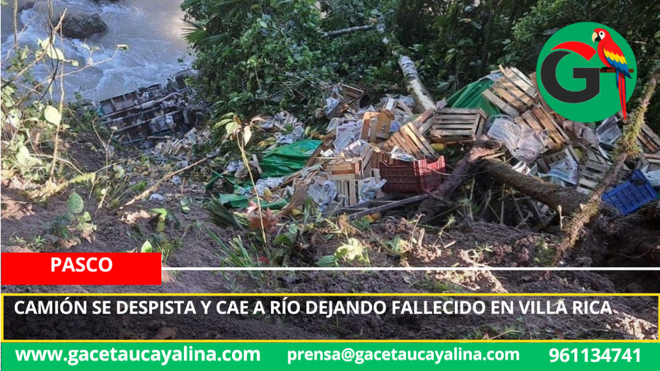 Camión se despista y cae a río dejando fallecido en Villa Rica