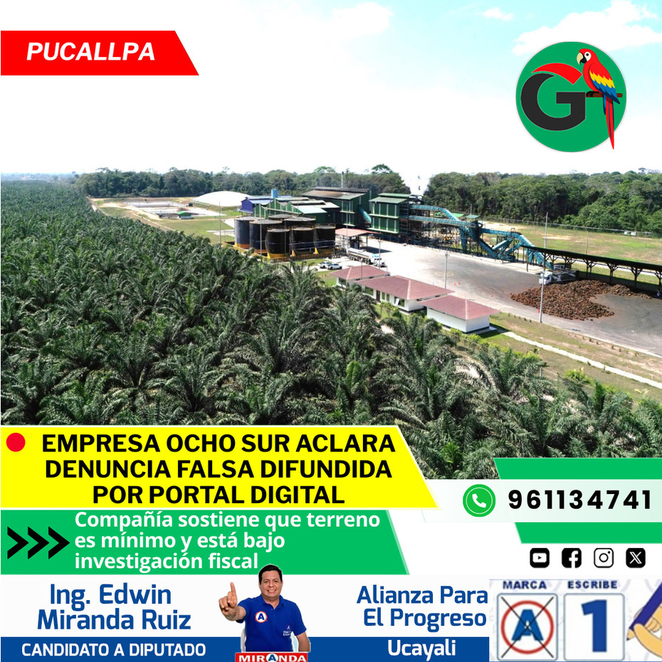 Ocho Sur desmiente información sobre presunto desalojo de terreno en Ucayali
