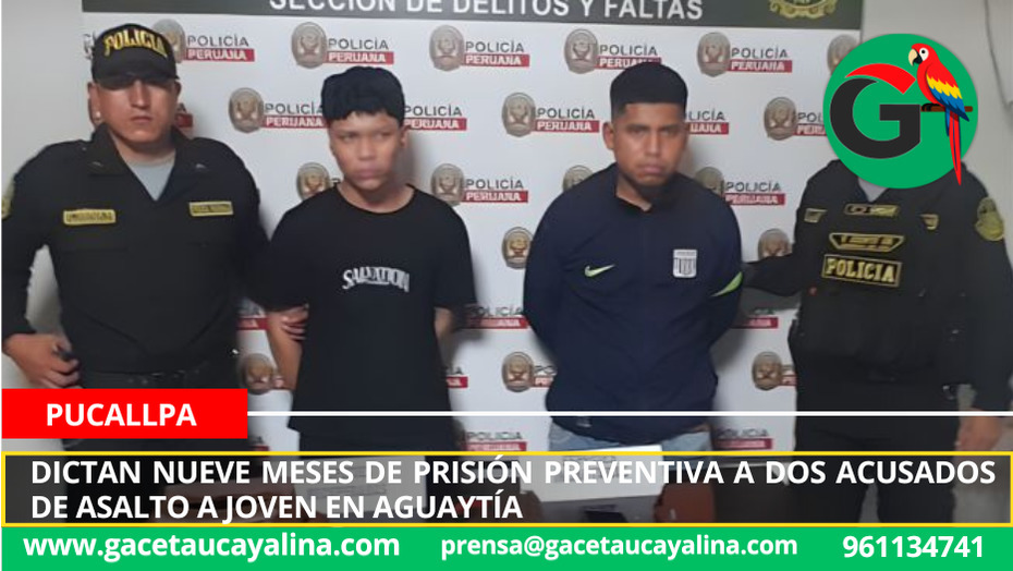 Dictan nueve meses de prisión preventiva a dos acusados de asalto a joven en Aguaytía