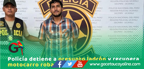 Policía captura a alias Barbón y recupera motocarro robado en Pucallpa