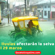 Senamhi advierte lluvias fuertes en la selva desde este domingo 29