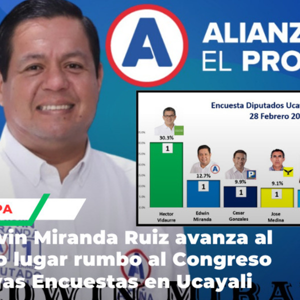 Nuevas encuestas colocan al Ing. Edwin Miranda Ruiz segundo en Ucayali como Diputado