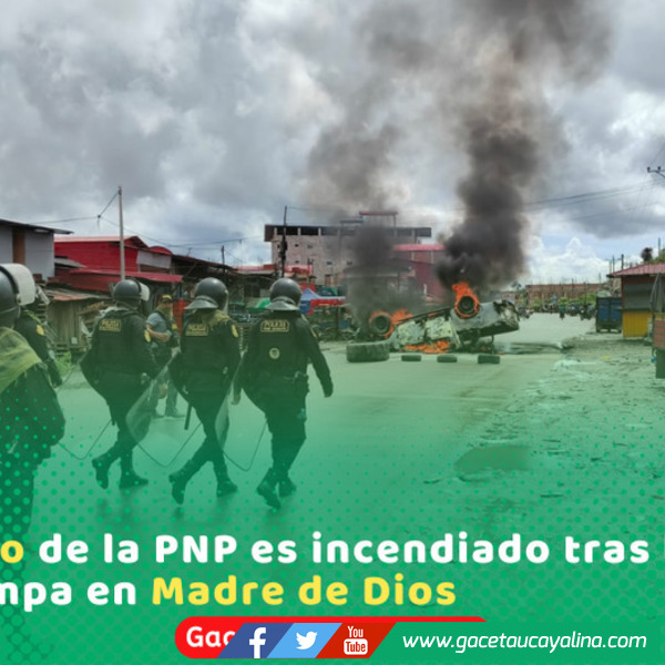 Enfrentamiento armado termina con patrullero incendiado en Madre de Dios