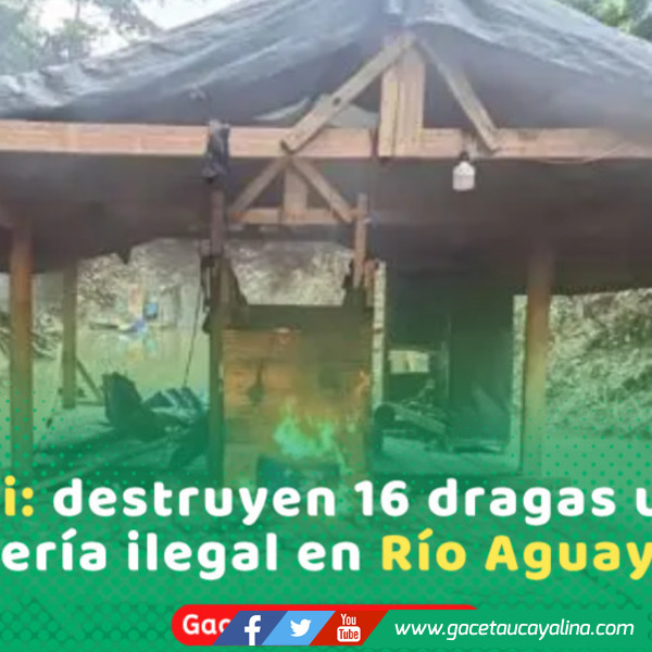 Así fue la destrucción de 16 dragas ilegales en el Río Aguaytía
