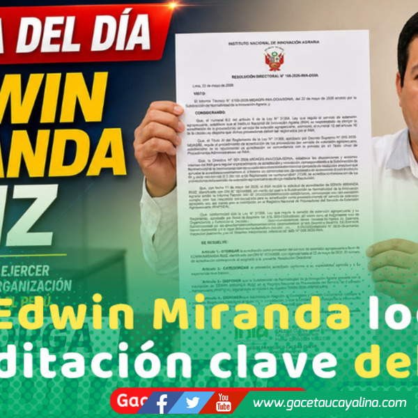 INIA acredita a Ing. Edwin Miranda como extensionista