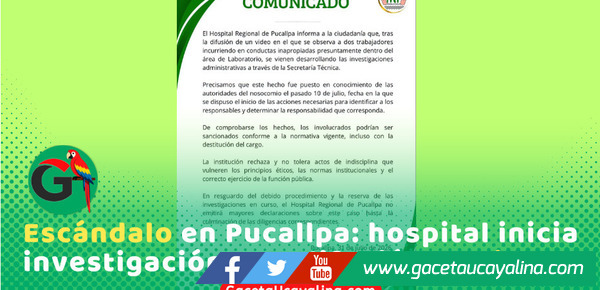 Hospital Regional investiga video que compromete a trabajadores en laboratorio