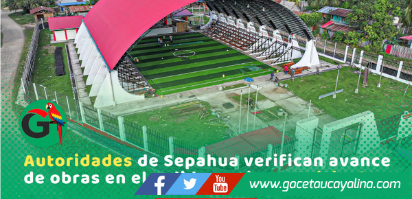 Municipalidad de Sepahua supervisa mantenimiento integral del polideportivo distrital
