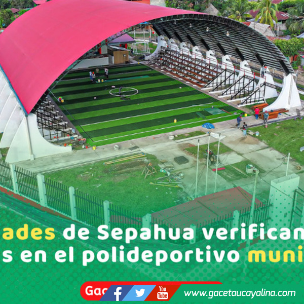 Municipalidad de Sepahua supervisa mantenimiento integral del polideportivo distrital