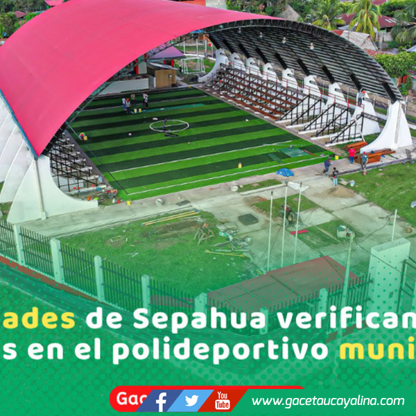 Municipalidad de Sepahua supervisa mantenimiento integral del polideportivo distrital