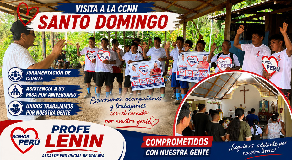 Lenín Escudero fortalece campaña escuchando demandas de C.N. Santo Domingo en Atalaya