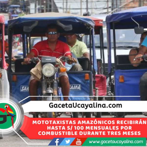 Gobierno otorgará subsidio a mototaxistas de Loreto, Ucayali y Madre de Dios