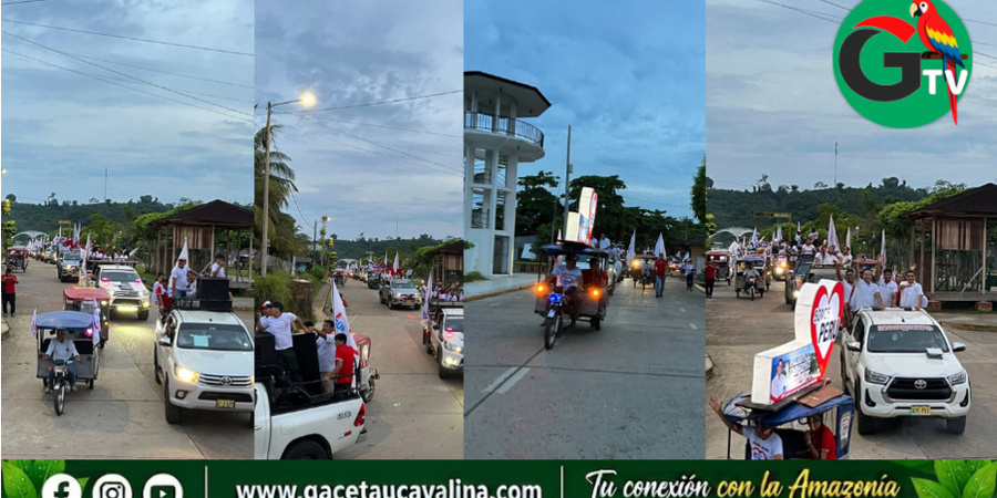 Candidato Lenín Escudero encabeza multitudinaria caravana con cierre electoral por calles de Atalaya