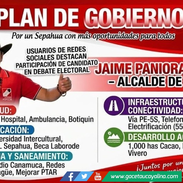Según comentarios de las Redes Sociales Jaime Paniora Destacó en el Debate  Electoral en Sepahua