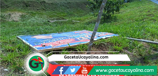 Destruyen banners de Jeiner Medina durante campaña electoral en Curimaná